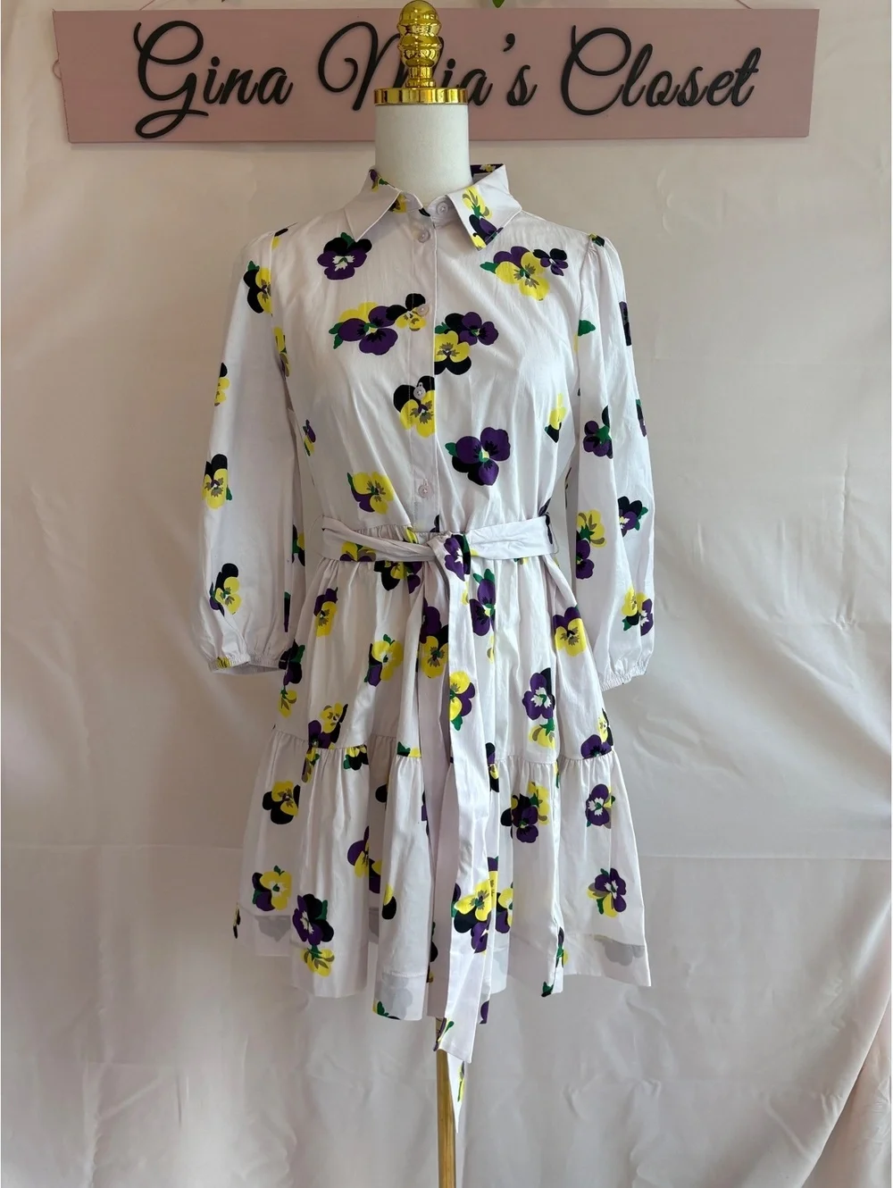 Kate Spade New York Medium Floral Print Shirt Dress with Belt